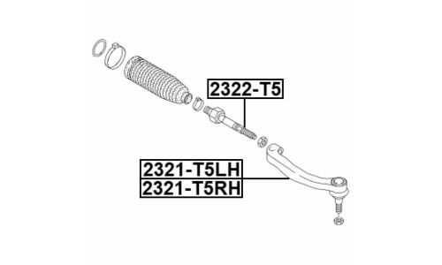 Наконечник рулевой тяги Febest, правый, арт. 2321-T5RH