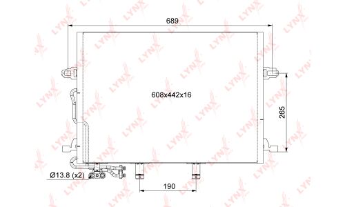 Радиатор кондиционера LYNXauto с осушителем, арт. RC-0332