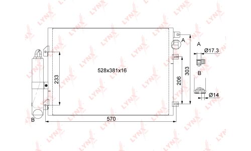 Радиатор кондиционера LYNXauto с осушителем, арт. RC-0416