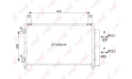 Радиатор кондиционера LYNXauto с осушителем, арт. RC-0030