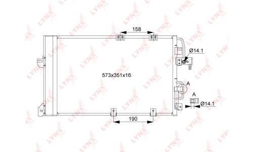 Радиатор кондиционера LYNXauto с осушителем, арт. RC-0385