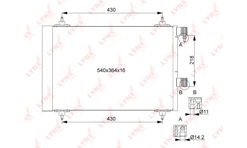 Радиатор кондиционера LYNXauto с осушителем, арт. RC-0182