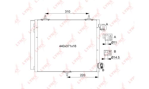 Радиатор кондиционера LYNXauto с осушителем, арт. RC-0407