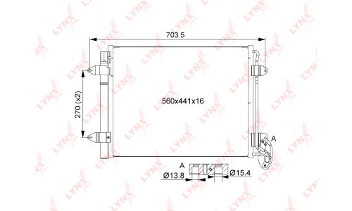 Радиатор кондиционера LYNXauto с осушителем, арт. RC-0526