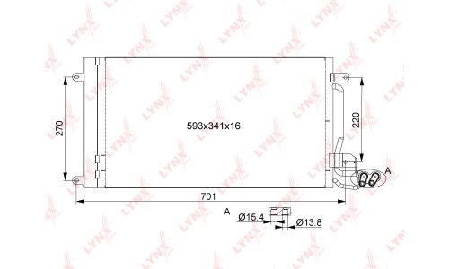 Радиатор кондиционера LYNXauto с осушителем, арт. RC-0095
