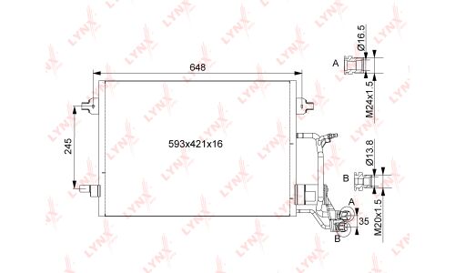 Радиатор кондиционера LYNXauto, арт. RC-0126