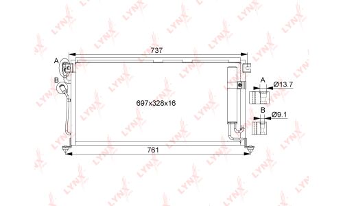 Радиатор кондиционера LYNXauto с осушителем, арт. RC-0077