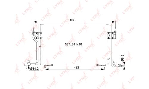 Радиатор кондиционера LYNXauto, арт. RC-0180