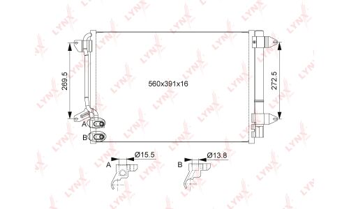 Радиатор кондиционера LYNXauto с осушителем, арт. RC-0528