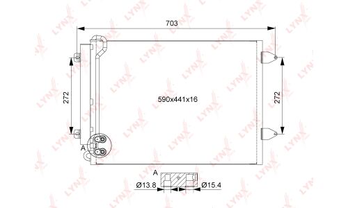 Радиатор кондиционера LYNXauto с осушителем, арт. RC-0106