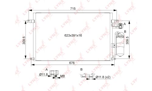 Радиатор кондиционера LYNXauto с осушителем, арт. RC-0032