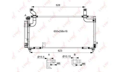 Радиатор кондиционера LYNXauto с осушителем, арт. RC-0455