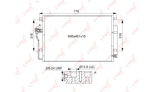 Радиатор кондиционера LYNXauto с осушителем, арт. RC-0109