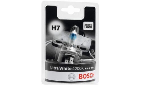 Лампа галогенная Bosch Ultra White H7 (PX26d, T11), 12В, 55Вт, 4200К, 1 шт, арт. 1 987 301 090