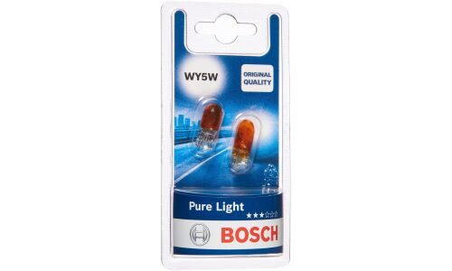 Лампа Bosch Pure Light WY5W (W2.1x9.5d, T10), 12В, 5Вт, оранжевая, комплект 2 шт, арт. 1 987 301 095