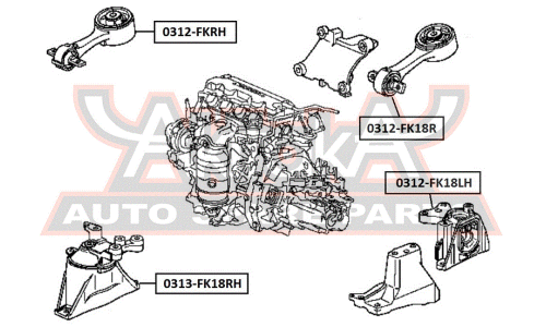 Подушка двигателя | зад прав/лев Asva, арт. 0312-FK18R