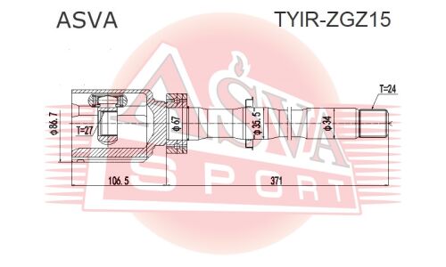 ШРУС Asva внутренний, арт. TYIR-ZGZ15