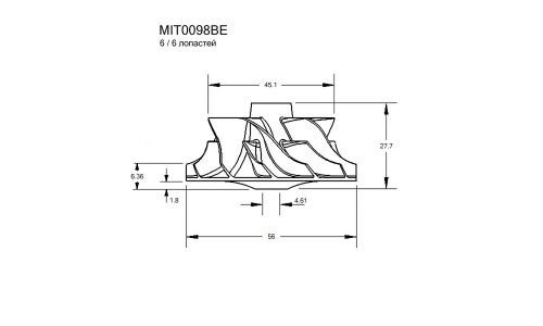 Крыльчатка турбокомпрессора Krauf, арт. MIT0098BE