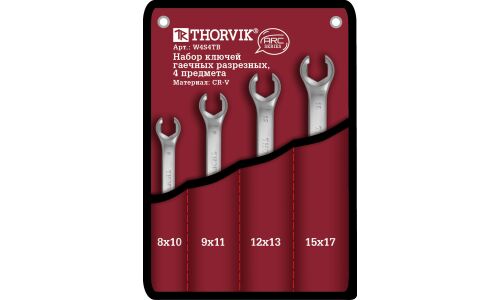 Набор разрезных ключей Thorvik ARC, от 8мм до 17мм, в сумке, комплект 4 предмета, арт. W4S4TB