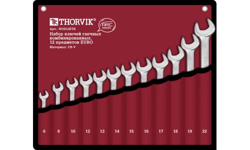 Набор комбинированных ключей Thorvik ARC, от 6мм до 22мм, в сумке, комплект 12 предметов, арт. W3S12ETB