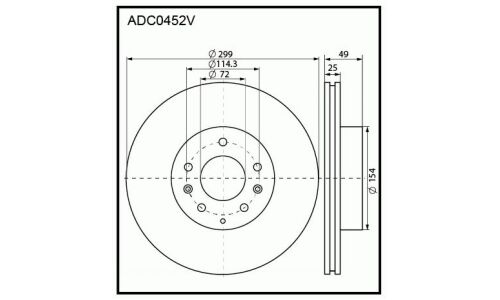 Диск тормозной | перед Allied Nippon, арт. ADC0452V