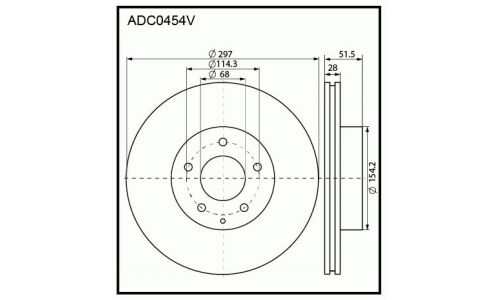 Диск тормозной Allies Nippon, передний, арт. ADC0454V