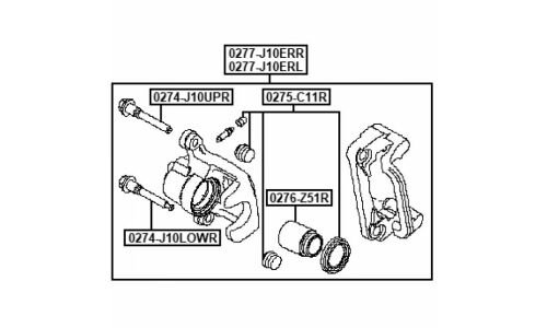 Суппорт тормозной Febest, задний, левый, арт. 0277-J10ERL