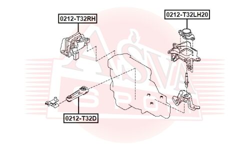 Опора (подушка) двигателя Asva, арт. 0212-T32RH