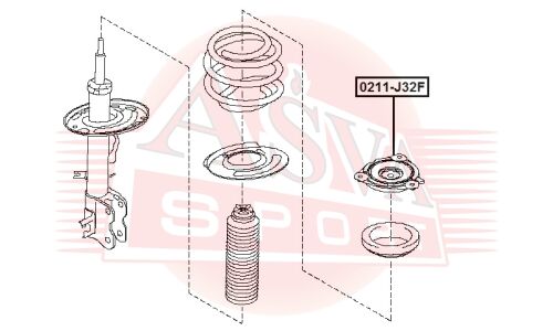 Опора амортизатора переднего | перед Asva, арт. 0211-J32F