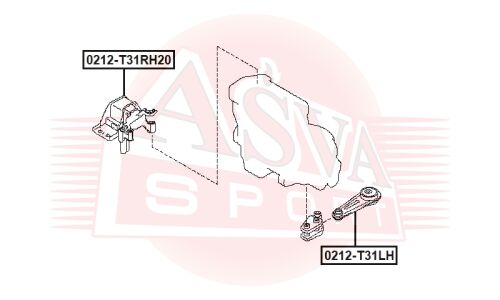 Опора (подушка) двигателя Asva, арт. 0212-T31RH20