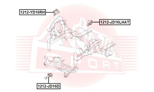 Опора двигателя задняя | лев Asva, арт. 1212-JD16LHAT