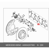 Колодки тормозные дисковые Mercedes, передние, комплект на ось (4 шт), арт. A0004207500