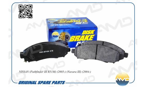 Колодки тормозные дисковые AMD, передние, комплект на ось (4 шт), арт. AMD.BF494