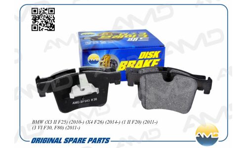 Колодки тормозные дисковые AMD, передние, комплект на ось (4 шт), арт. AMD.BF543