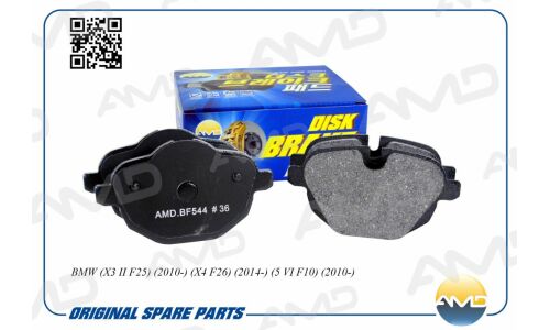 Колодки тормозные дисковые AMD, задние, комплект на ось (4 шт), арт. AMD.BF544