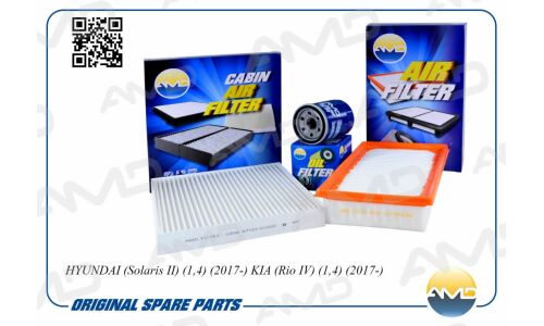 Комплект фильтров для ТО AMD, для Hyundai Solaris, KIA Rio (масляный 2630002503, воздушный 28113H8100, салонный 97133D1000), арт. AMD.SETF141