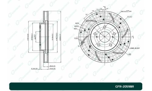 ДИСК ТОРМОЗНОЙ ПЕРФОРИРОВАННЫЙ ВЕНТИЛИРУЕМЫЙ G-BRAKE GFR-20598R ПРАВЫЙ G-brake, арт. GFR20598R