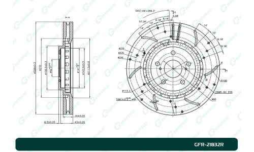 ДИСК ТОРМОЗНОЙ ПЕРФОРИРОВАННЫЙ ВЕНТИЛИРУЕМЫЙ G-BRAKE GFR-21832R ПРАВЫЙ G-brake, арт. GFR21832R
