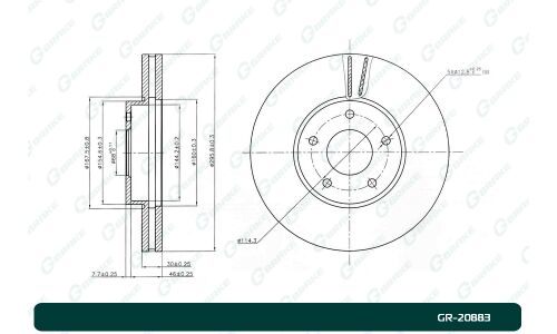 ДИСК ТОРМОЗНОЙ ВЕНТИЛИРУЕМЫЙ G-BRAKE  GR-20883 G-brake, арт. GR20883