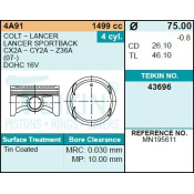 ПОРШЕНЬ ДВИГАТЕЛЯ TEIKIN 43696 STD (4ШТ/УПАК) Teikin, арт. 43696STD