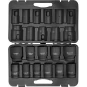 Набор торцевых головок Thorvik, для ручного гайковерта, короткие, 6-гранные, под квадрат 1