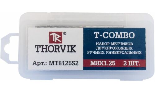 Набор метчиков T-COMBO двухпроходных ручных универсальных М10х1.25, HSS-G, 2 шт. Thorvik, арт. MT10125S2