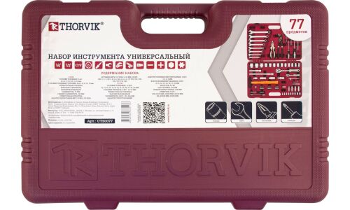 Набор инструментов Thorvik, под размеры 1/2, 1/4", комплект 77 предметов, арт. UTS0077