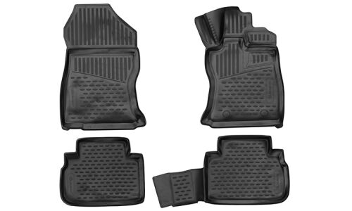 Коврики модельные Autofamily Element 3D для Subaru Forester с 2012 г. (правый руль), для переднего и заднего ряда, полиуретан, черный цвет, 4шт