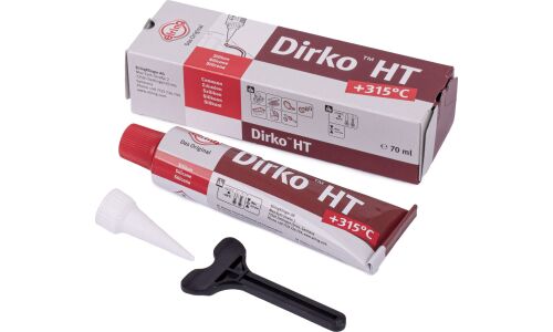 Герметик-прокладка Elring Dirko HT, силиконовый, термостойкий (до +315°C), красный, туба 70мл, арт. 705.708