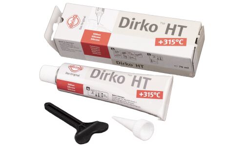 Герметик-прокладка Elring Dirko HT, силиконовый, термостойкий (до +315°C), бежевый, туба 70мл, арт. 030.793