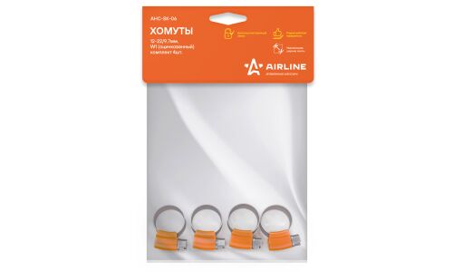 Хомут червячный Airline Ø12-22мм, ширина 9.7мм, оцинкованная сталь W1, комплект 4 шт, арт. AHC-SK-06