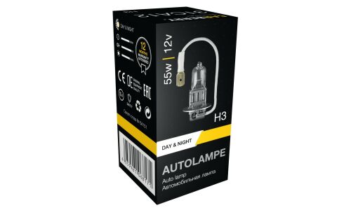 Лампа галогенная Carberry Day&Night Н3 (PK22s, T12), 12В, 55Вт, 3200К, 1 шт, арт. 31CA12