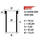 Гильза цилиндра Renault Megane 1.5dCi d=76mm 01> YENMAK, арт. 5165936000