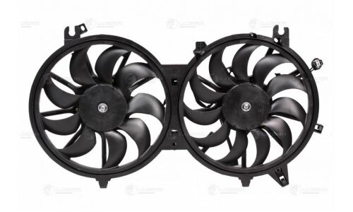 Вентилятор охлаждения радиатора Luzar, с кожухом, с 2 вентиляторами, для двигателей 3.5i / 3.7i, для Infiniti FX, арт. LFK 1435